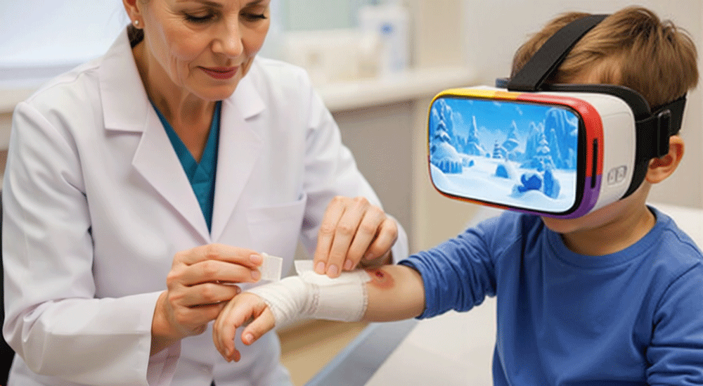 Virtual Reality nimmt Ängste und lenkt ab bei der Wundversorgung von kleinen Patienten im Krankenhaus