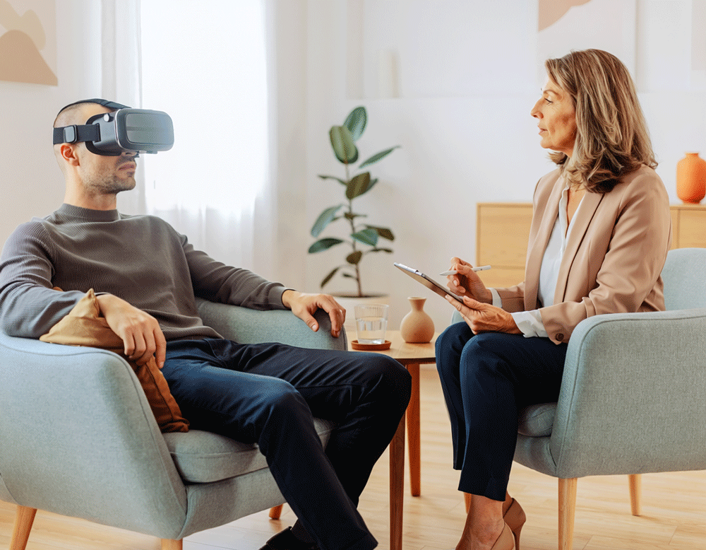 Virtual Reality kann die Psychotherapie gut unterstützen, z.B. bei Angststörungen oder posttraumatischer Belastungsstörung